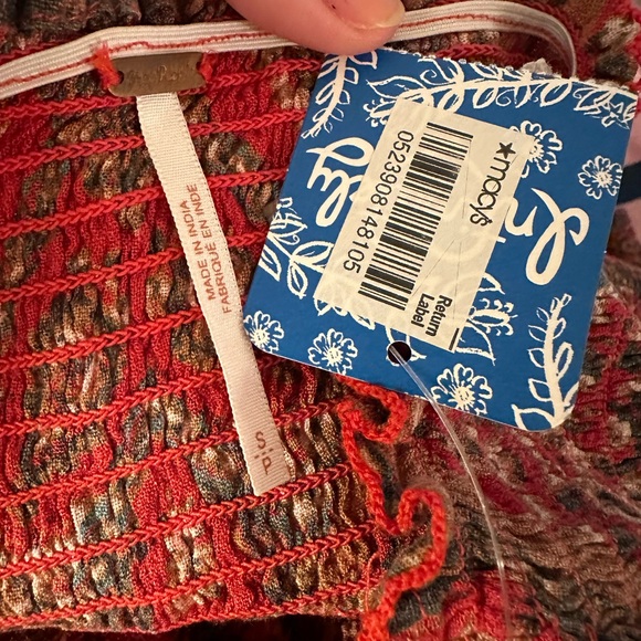 NWT Free People red paisley smocked jumpsuit small - Picture 4 of 5